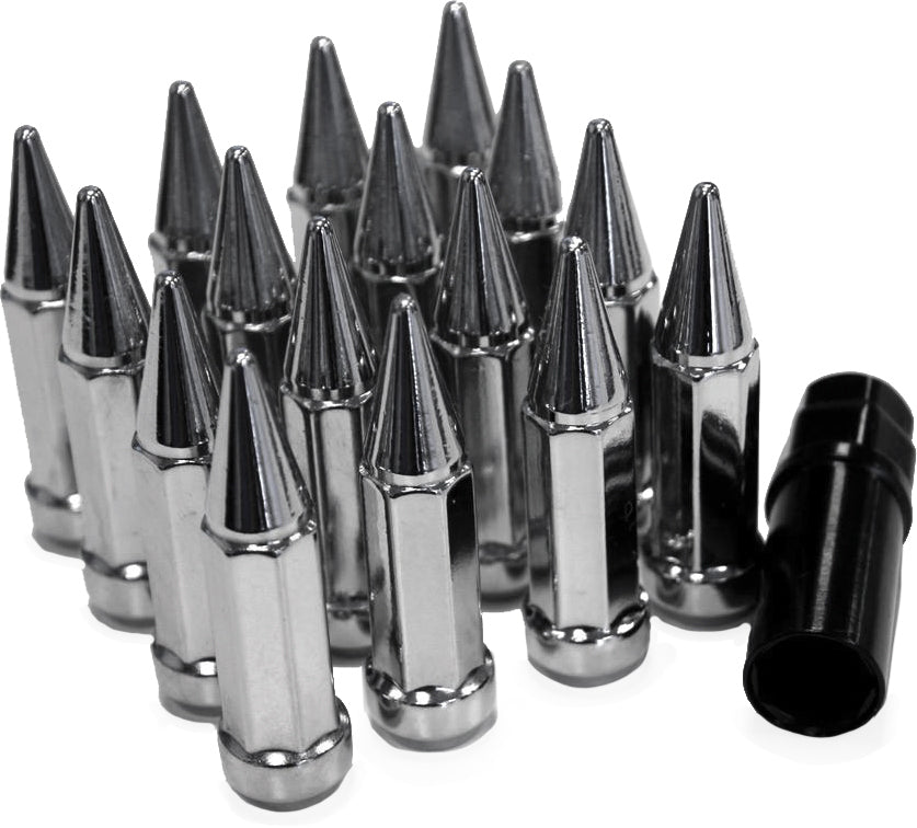 Spike Lug Nut 3/8" 24 60' Chrome Tapered W/Key