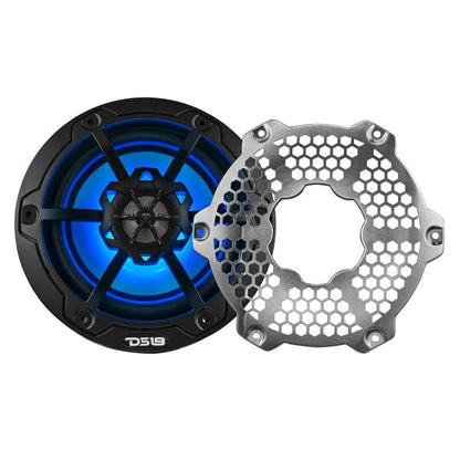 DS18 NXL-M Series Spkr w/ RGB LED Lights 6.5in 2-Way 100 Watts RMS 4 ohm Blk Grill Detached w/ Cover