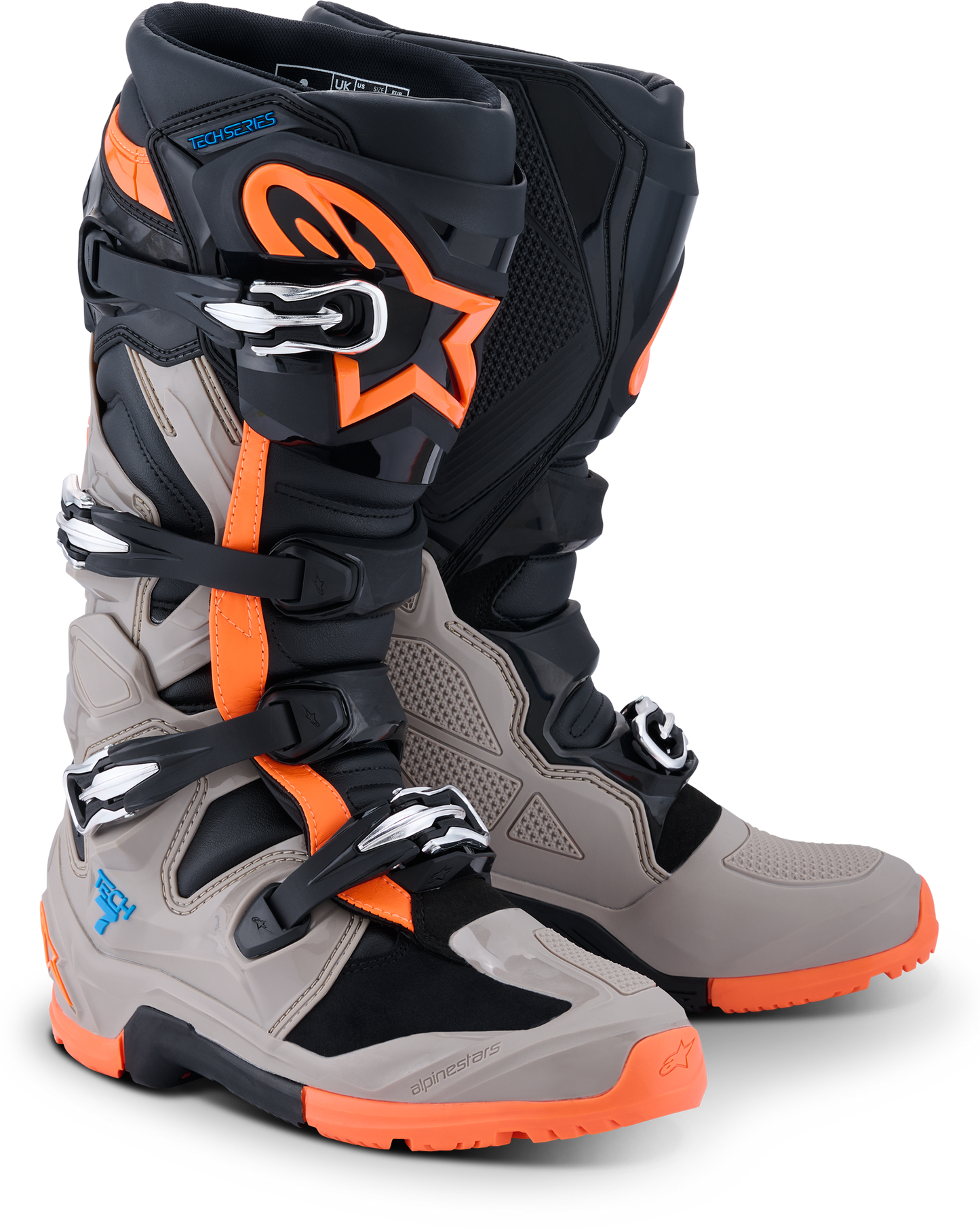 Tech 7 Enduro Blk/Warm Gry/Orange Fluo 12