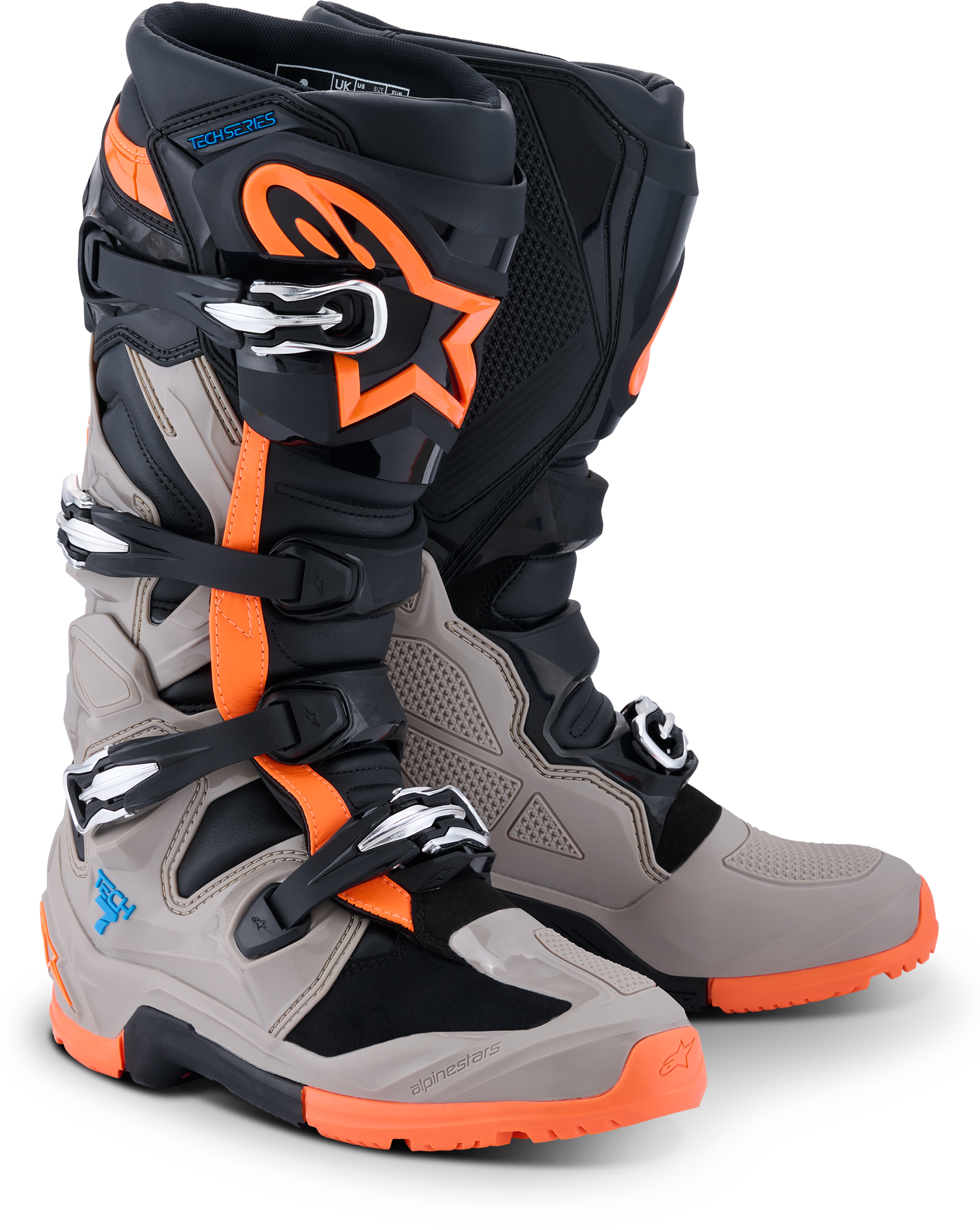 Tech 7 Enduro Blk/Warm Gry/Orange Fluo 12