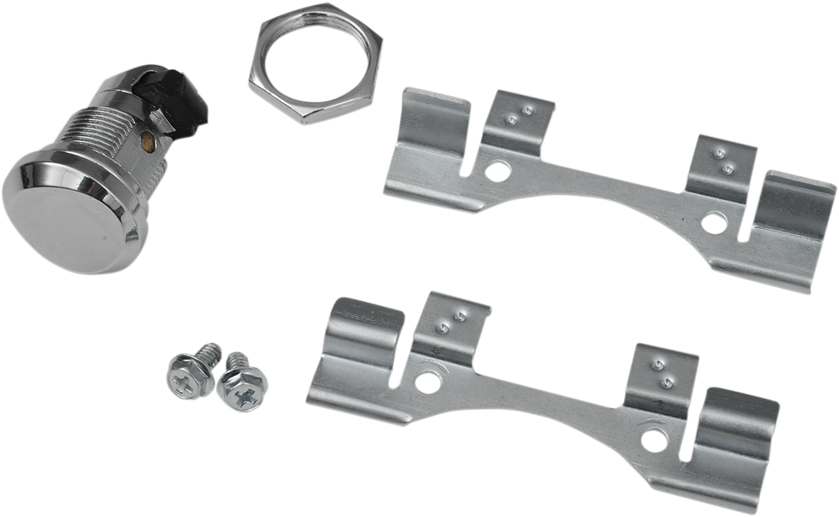 DRAG SPECIALTIES Fuel Door Latch Kit - Push-Button - Chrome 77388