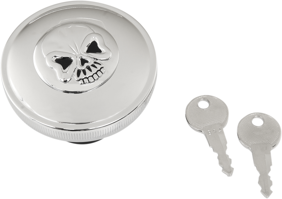 DRAG SPECIALTIES Locking Gas Cap - Skull - Vented - Chrome 03-0320AS-A