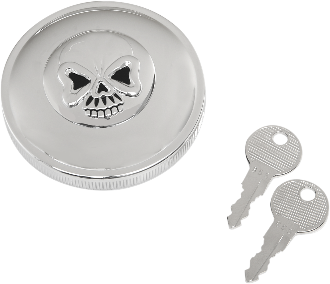 DRAG SPECIALTIES Locking Gas Cap - Skull - Non-Vented - Chrome 03-0320AS-B