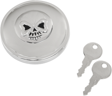 DRAG SPECIALTIES Locking Gas Cap - Skull - Non-Vented - Chrome 03-0320AS-B