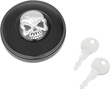 DRAG SPECIALTIES Locking Gas Cap - Skull - Vented - Gloss Black 03-0320ABS-A