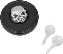 DRAG SPECIALTIES Locking Gas Cap - Skull - Non-Vented - Gloss Black 03-0320ABS-B