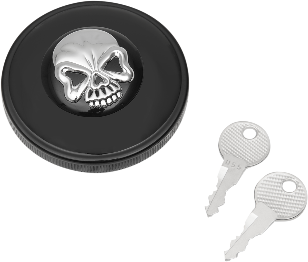 DRAG SPECIALTIES Locking Gas Cap - Skull - Non-Vented - Gloss Black 03-0320ABS-B