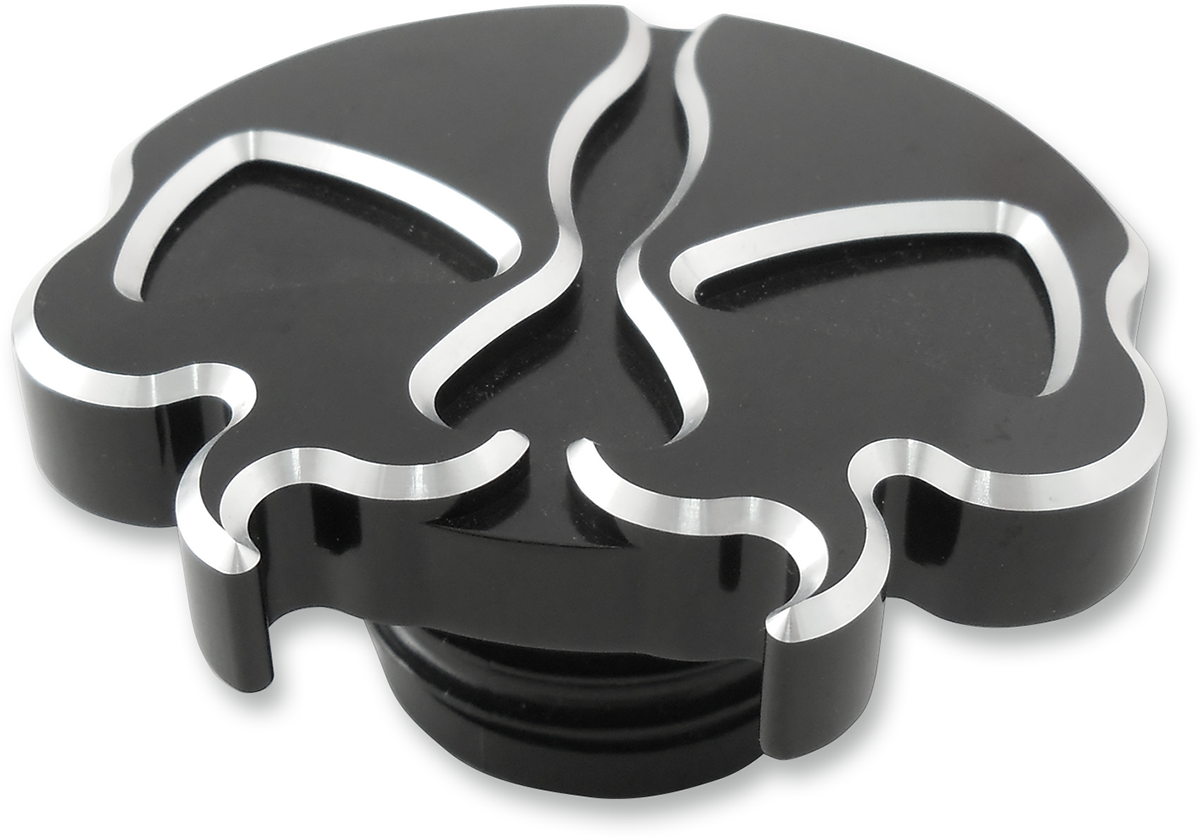 DRAG SPECIALTIES Gas Cap - Non-Vented - Split Skull - Black 78049B