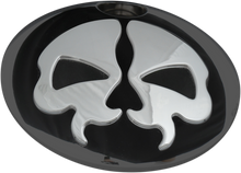 DRAG SPECIALTIES Fuel Door - Split Skull - Black with Chrome 78051B
