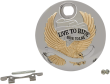 DRAG SPECIALTIES "Live to Ride" Console Door - Chrome with Gold T22-0151CGA