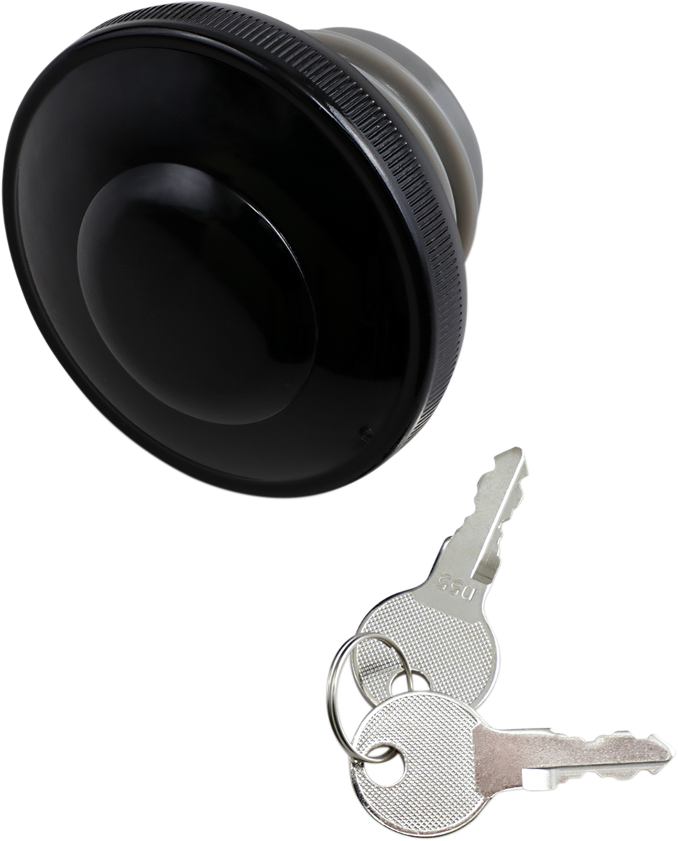 DRAG SPECIALTIES Screw-In Locking Gas Cap - Vented - Gloss Black 03-0320AB-A