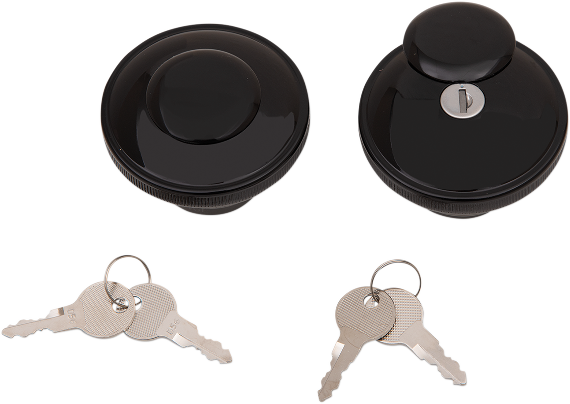 DRAG SPECIALTIES Screw-In Locking Gas Cap - Non-Vented - Gloss Black 03-0320AB-B