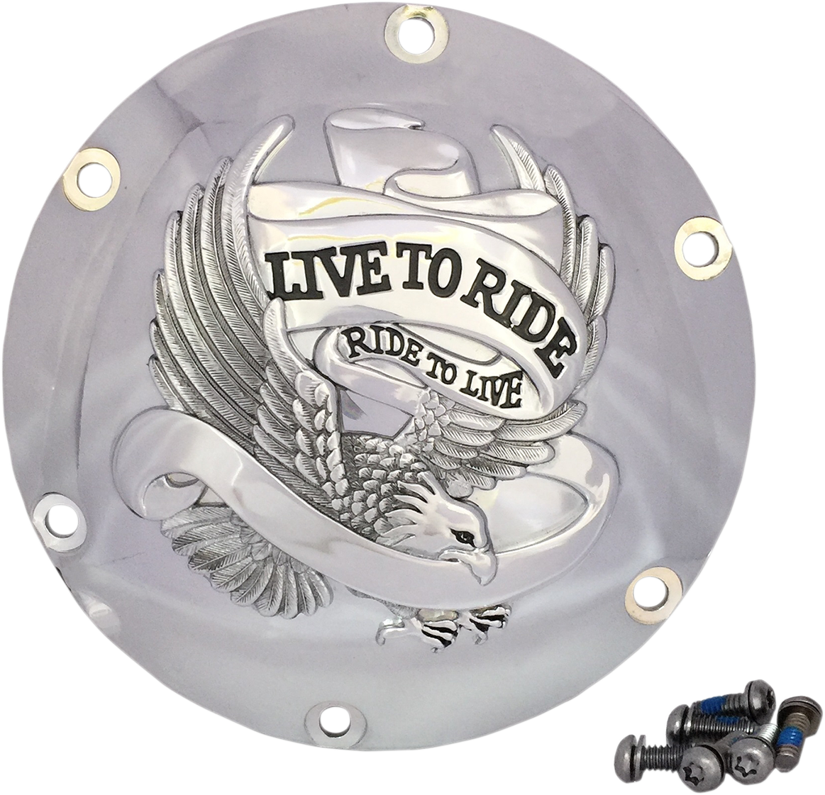 DRAG SPECIALTIES Derby Cover - Live to Ride - 6-Hole - Chrome - '04-'22 Sportster 33-0067CG