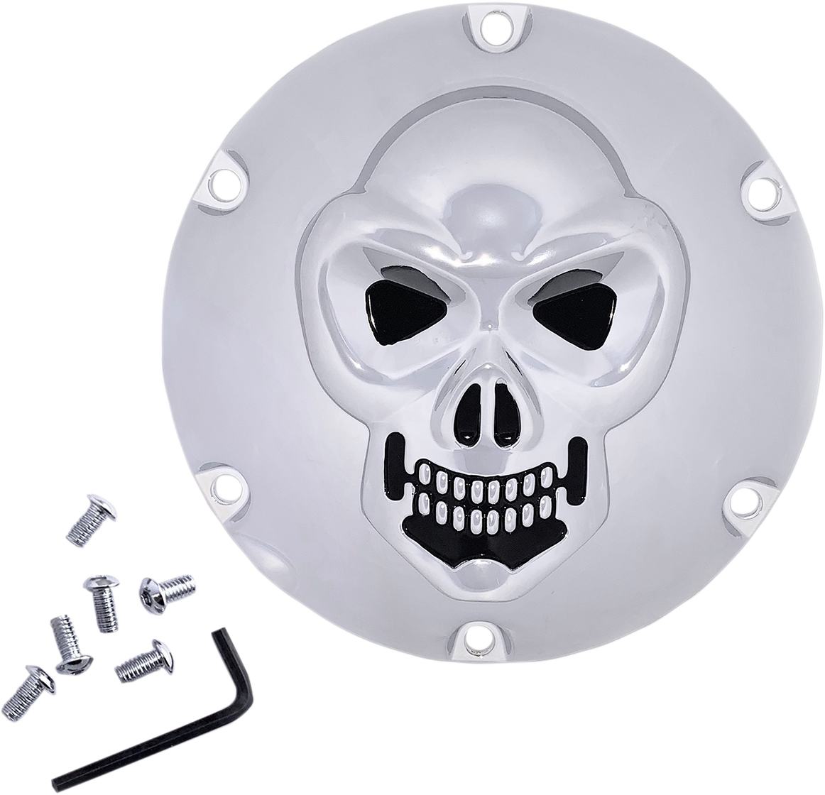 DRAG SPECIALTIES Skull Derby Cover - Chrome - 6-Hole 33-0067SKD