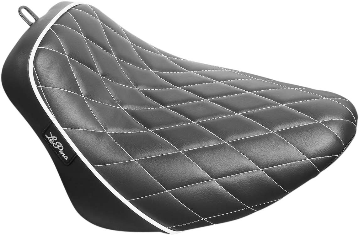 LE PERA Bare Bones Solo Seat - Diamond Stitch w/ White Stitching/Piping - Black - FLSL/FXBB '18-'23 LY-007DMWTP