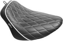 LE PERA Bare Bones Solo Seat - Diamond Stitch w/ White Stitching/Piping - Black - Softail '18-'23 LYX-007DMWTP