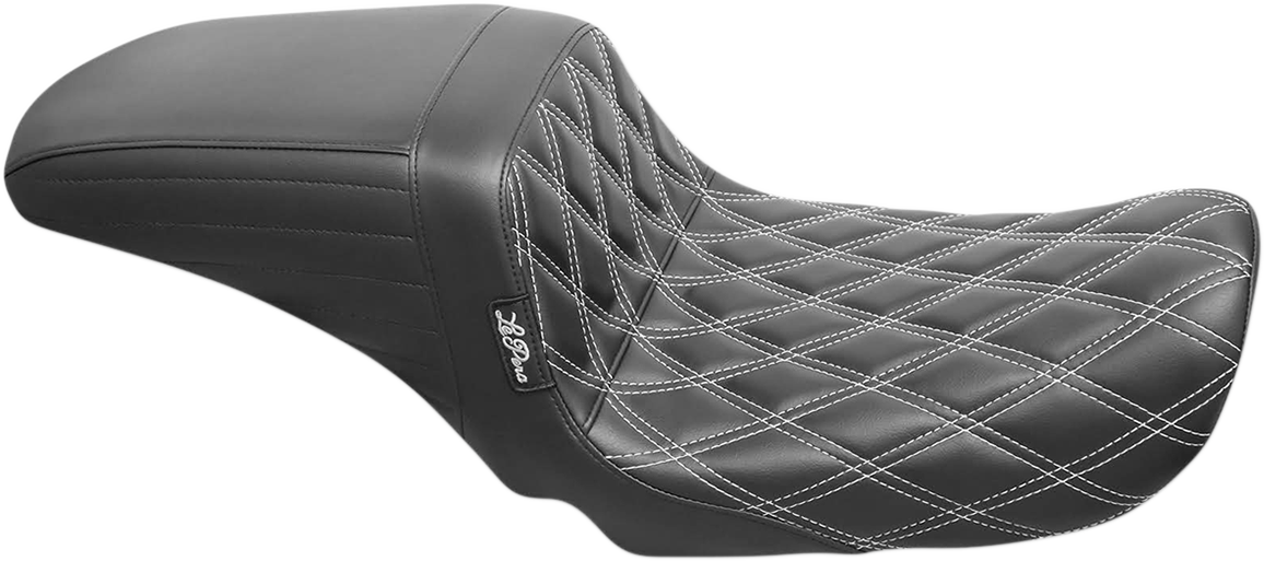 LE PERA Kickflip Seat - Double Diamond w/ White Stitching - Black - FXD '06-'17 LK-591DD-WHITE