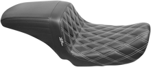 LE PERA Kickflip Seat - Double Diamond w/ White Stitching - Black - FXD '06-'17 LK-591DD-WHITE