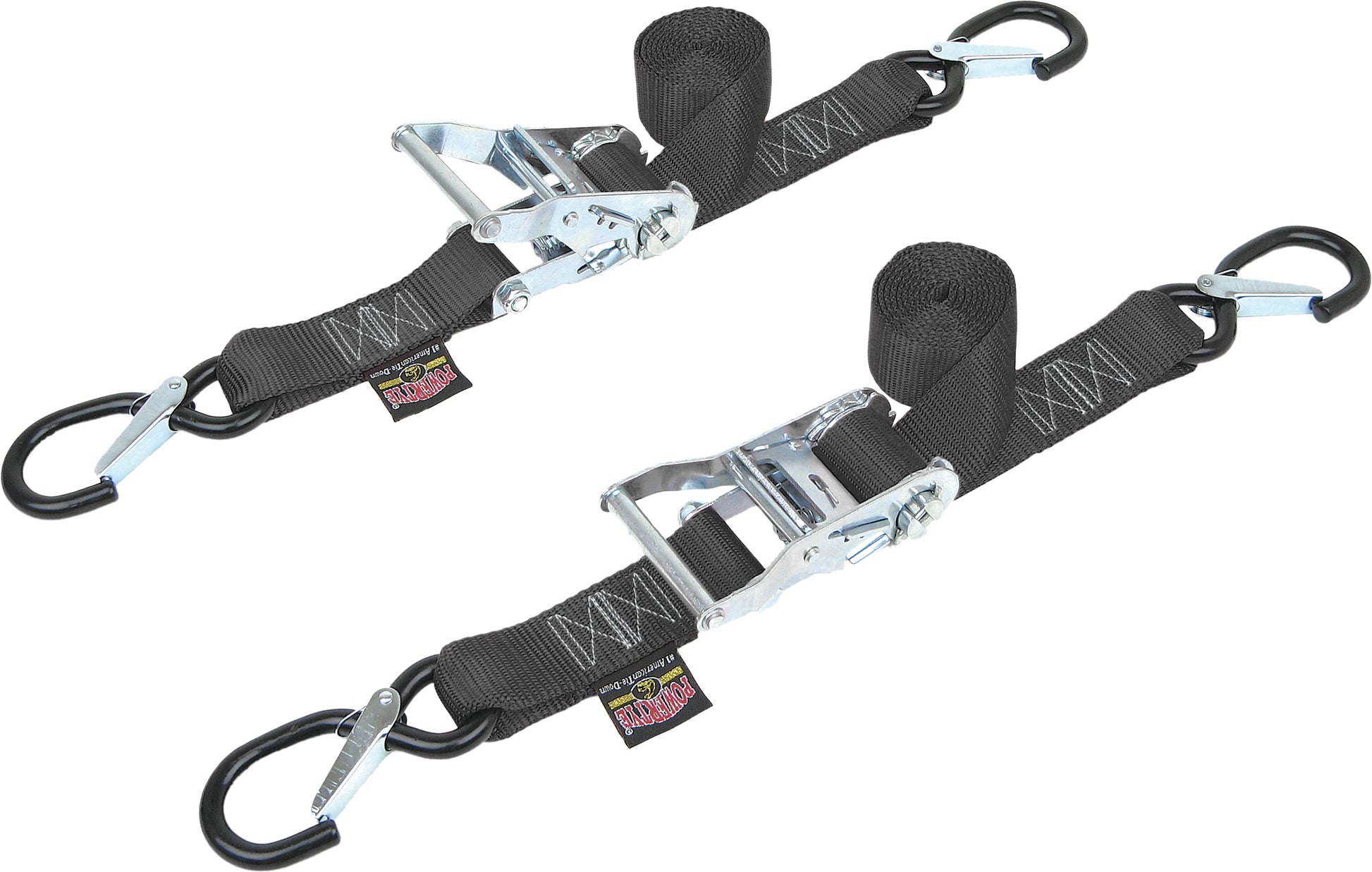 Tie Down Ratchet Sec Hook 1.5"X6' Black Pair
