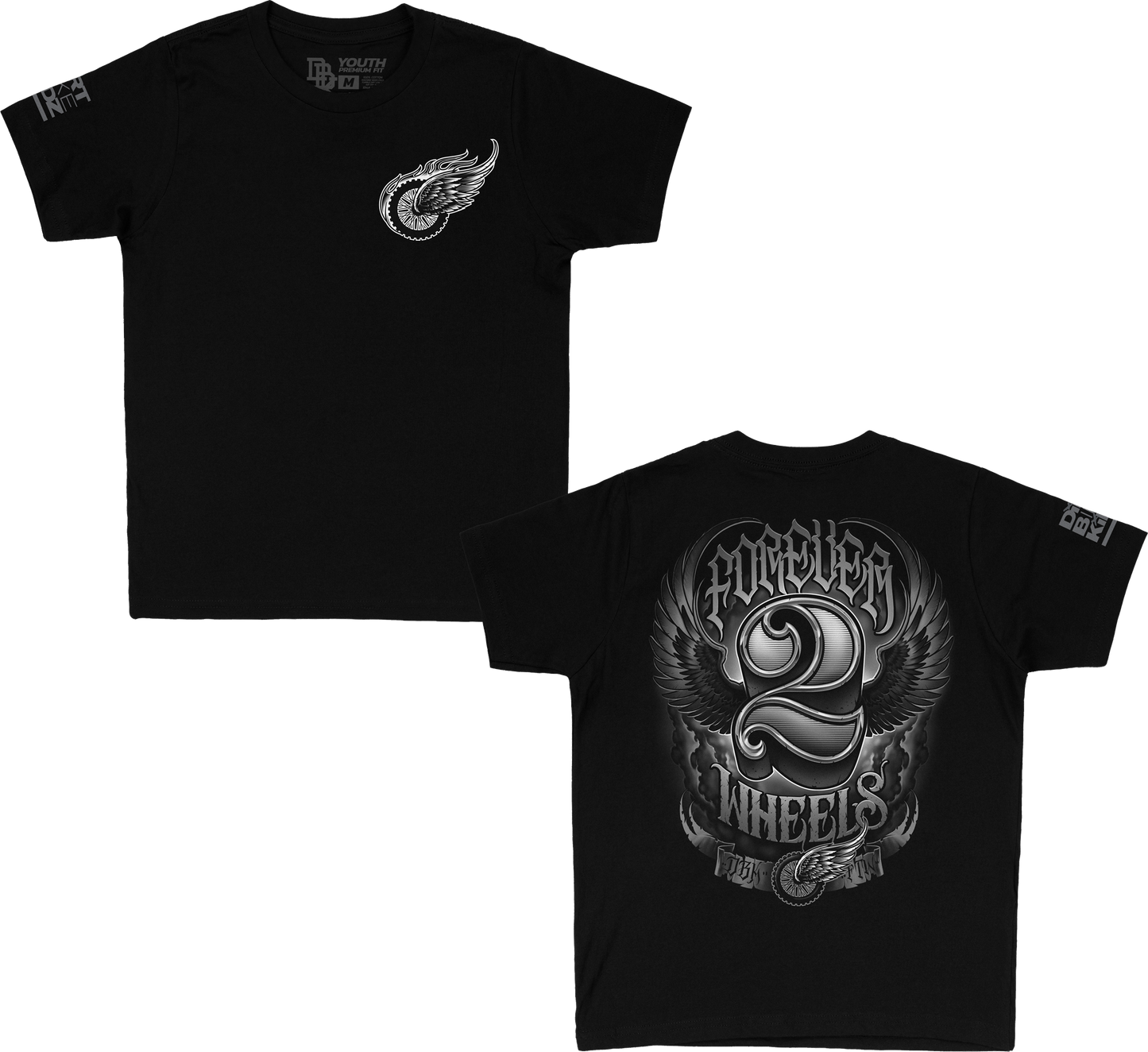 Two Wheels Youth Tee Black Yl