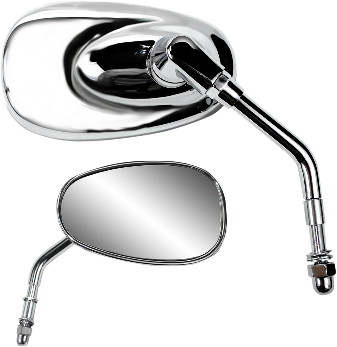 PARTS UNLIMITED Mirror - Side View - Oval - Short - Chrome 17043