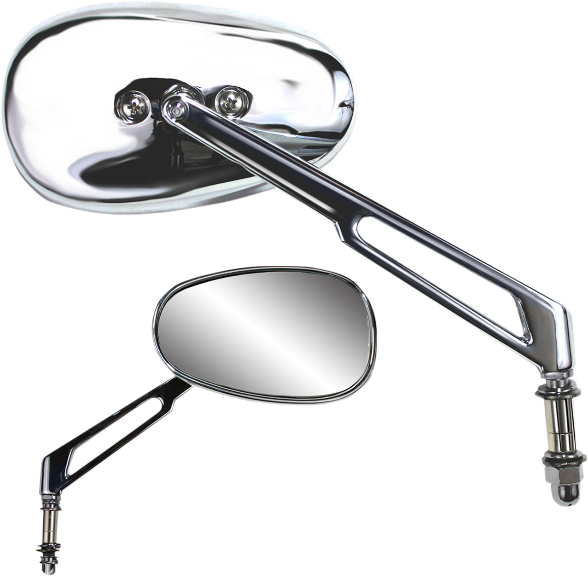 PARTS UNLIMITED Mirror - Side View - Teardrop - Long - Chrome 17047