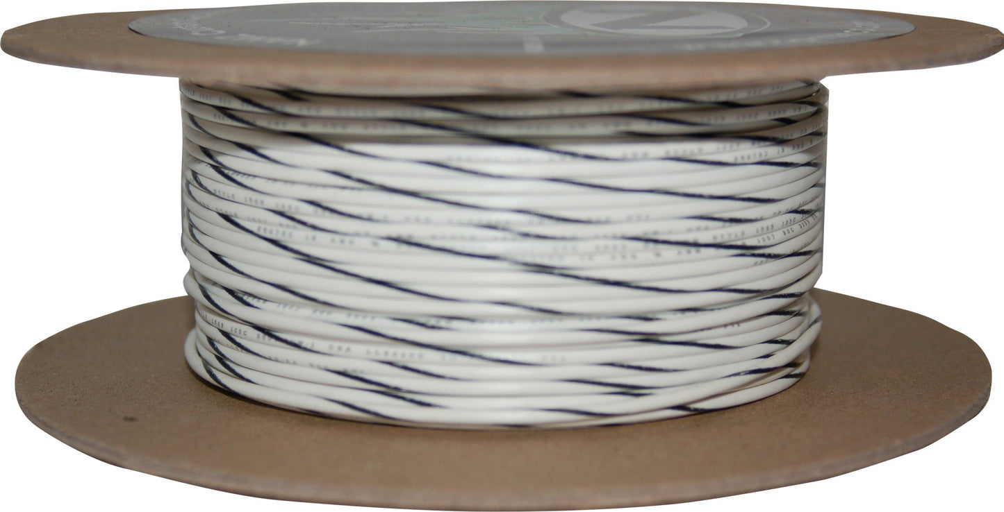 100' Spool 20 Gauge Wire (White/Black Stripe)