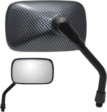 PARTS UNLIMITED Mirror - Mini - Side View - Rectangle - Black/Carbon Fiber - M10x1.25 - Each 17053