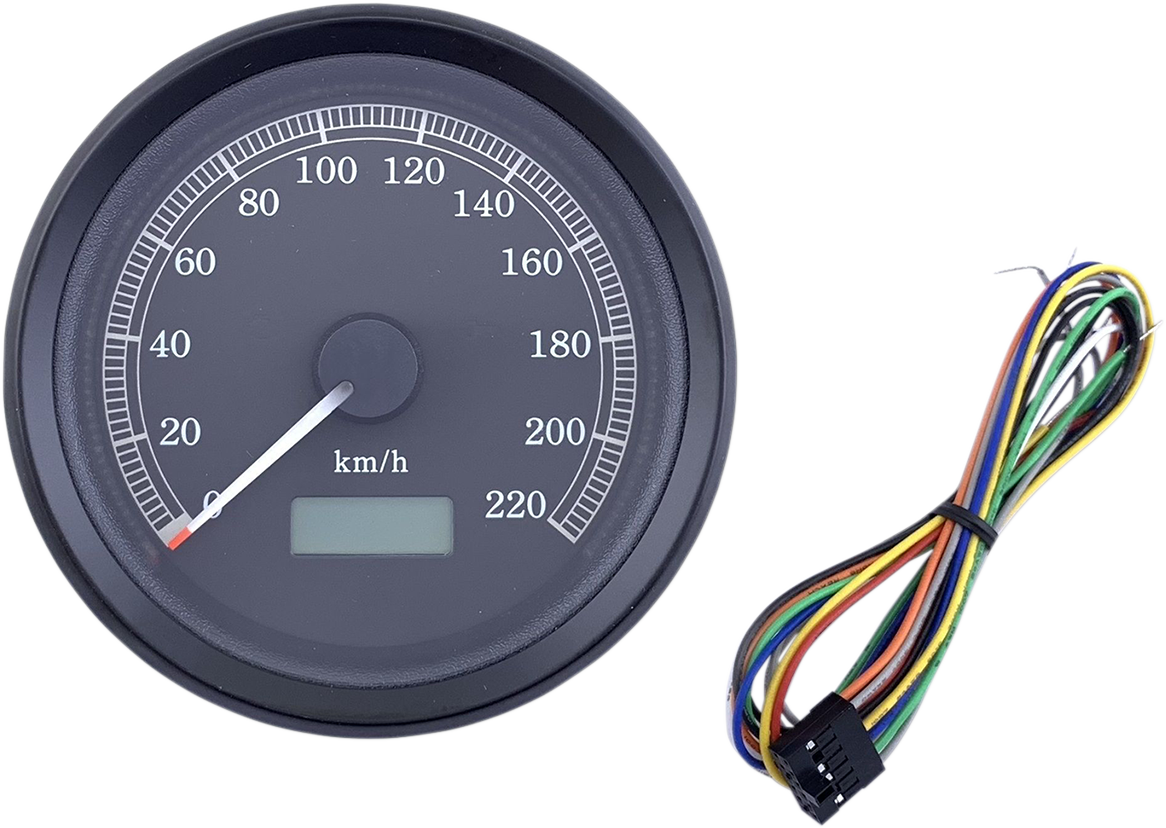DRAG SPECIALTIES Universal 3-3/8" Programmable Electronic Speedometer - KPH - Black Face - Black Bezel T21-69A4BBDSR