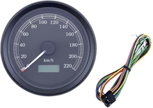 DRAG SPECIALTIES Universal 3-3/8" Programmable Electronic Speedometer - KPH - Black Face - Black Bezel T21-69A4BBDSR