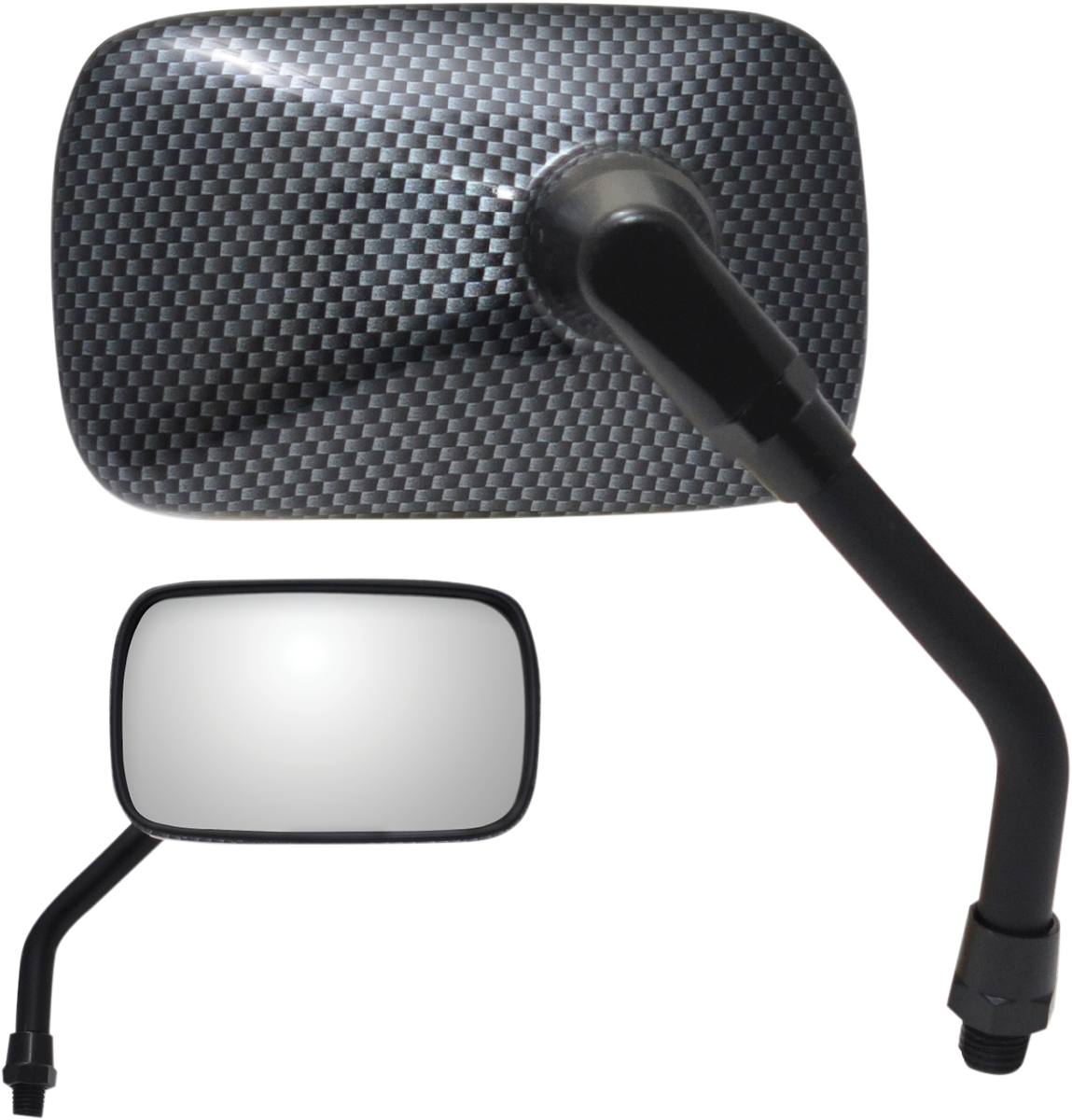 PARTS UNLIMITED Mirror - Mini - Side View - Rectangle - Black/Carbon Fiber - M10x1.25 - Each 17053