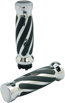 PRO-ONE PERF.MFG. Custom Twisted Rubber Grips - TBW - Chrome 490011