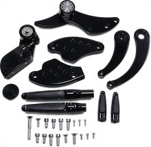 HAWG HALTERS Forward Control - 18+ Softail - Black Anodized - Standard - Folding Rubber Inlay Pegs - Solid Lever FCK-S18A-FR