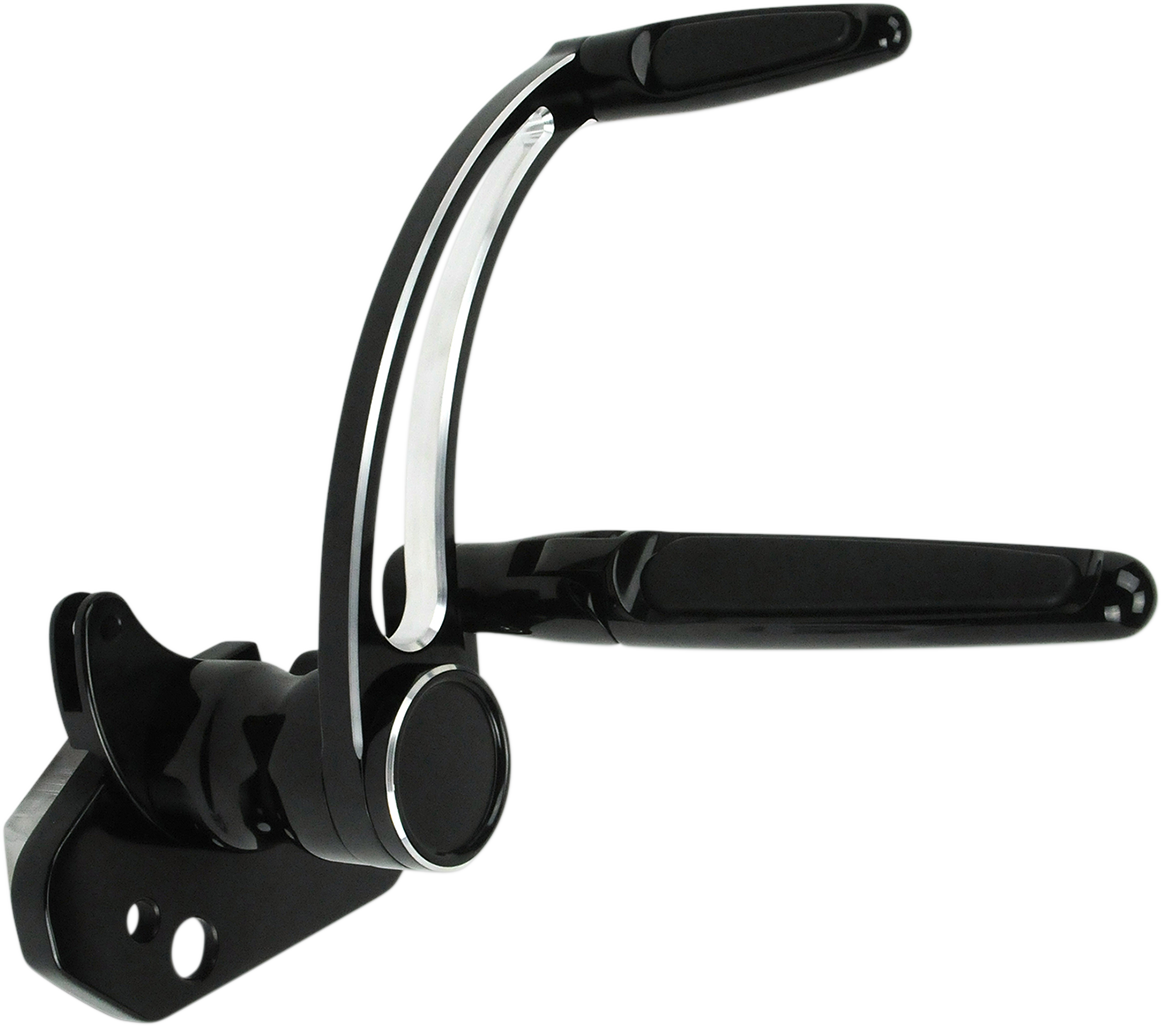 HAWG HALTERS Forward Control - '14+ FLH - Black Anodized - Extended - Folding Rubber Inlay Pegs -Solid Lever FCK-F14AE-FR