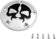 DRAG SPECIALTIES Points Cover - Chrome - Black Skull - 5 Hole - Twin Cam 78040