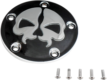 DRAG SPECIALTIES Points Cover - Black - Chrome Skull - 5 Hole - Twin Cam 78040B