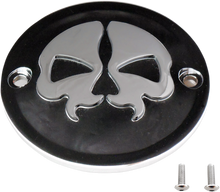 DRAG SPECIALTIES Points Cover - Black - Chrome Skull - 2 Hole 78041B