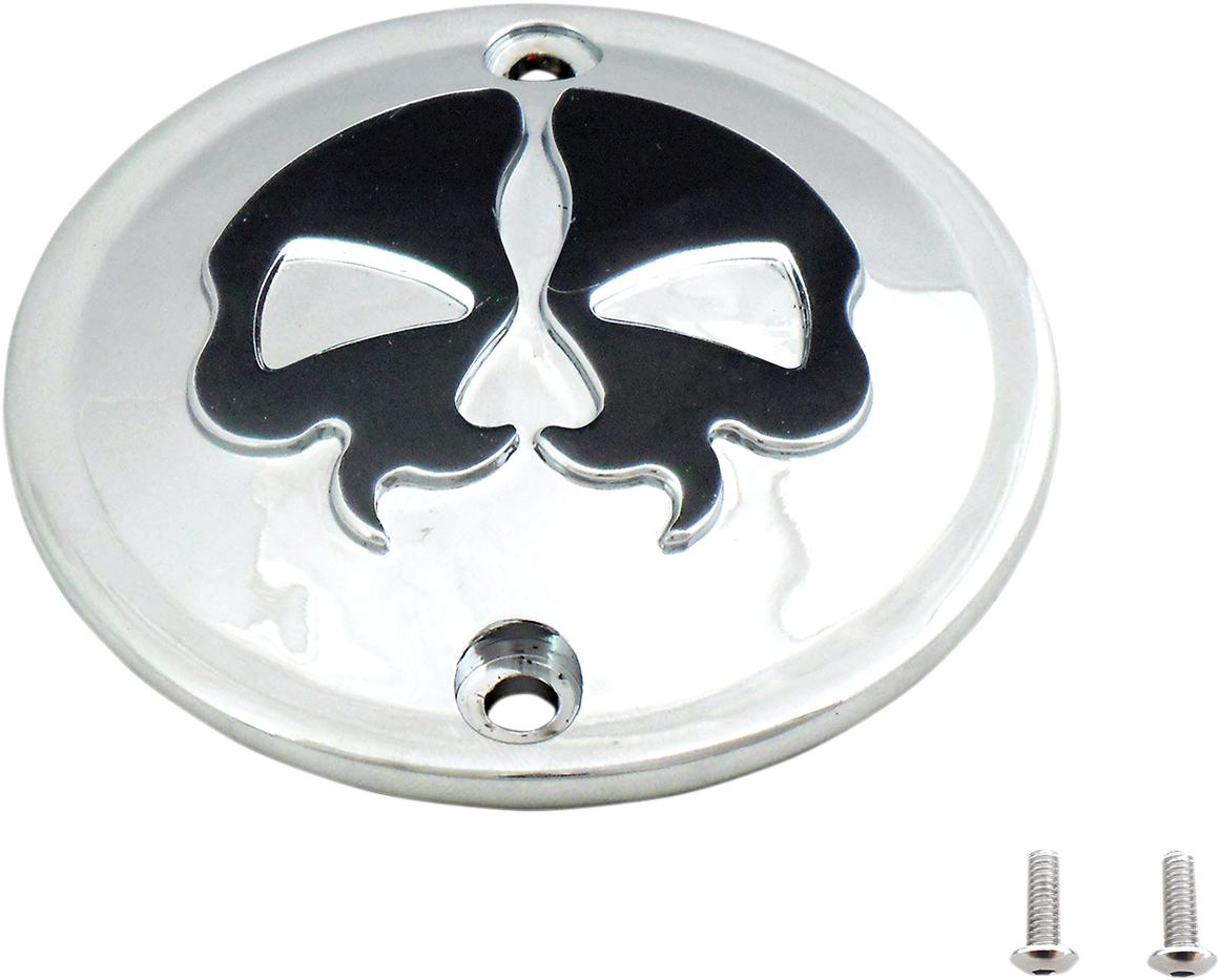 DRAG SPECIALTIES Points Cover - Chrome - Black Skull - 2 Hole - Sportster 78042