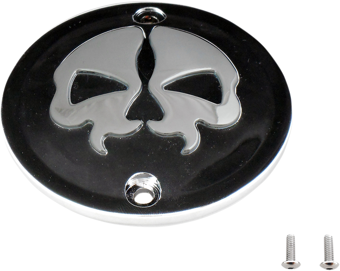 DRAG SPECIALTIES Points Cover - Black - Chrome Skull - 2 Hole - Sportster 78042B