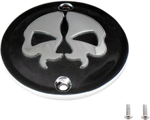 DRAG SPECIALTIES Points Cover - Black - Chrome Skull - 2 Hole - Sportster 78042B