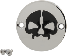 DRAG SPECIALTIES Points Cover - Chrome - Black Skull - 2 Hole - M8 78102