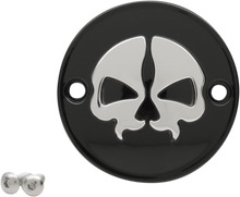 DRAG SPECIALTIES Points Cover - Black - Chrome Skull - 2 Hole - M8 78102B