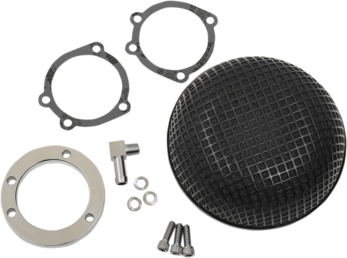 DRAG SPECIALTIES "Bob" Retro-Style Air Cleaner Kit - Black 14-0110CVSB