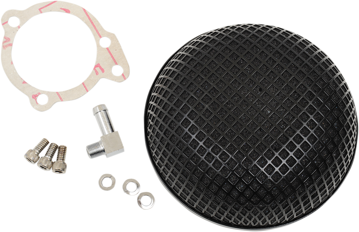 DRAG SPECIALTIES "Bob" Retro-Style Air Cleaner Kit - Black 14-0110SSSB
