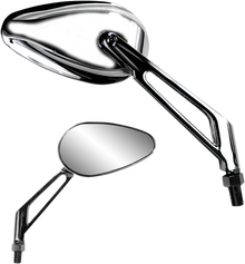 PARTS UNLIMITED Mirror - X-Treme Mini - Side View - Teardrop - Billet - Short - Chrome - Each 17069