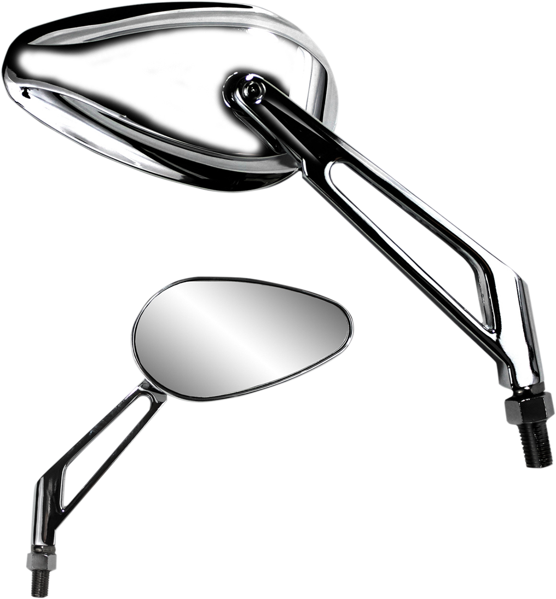 PARTS UNLIMITED Mirror - X-Treme Mini - Side View - Teardrop - Billet - Short - Chrome - Each 17069