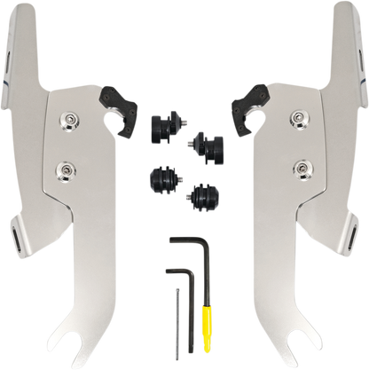 MEMPHIS SHADES Fats/Slim Windshield Trigger Lock Complete Mount Kit - Polished - FLSL MEK2051