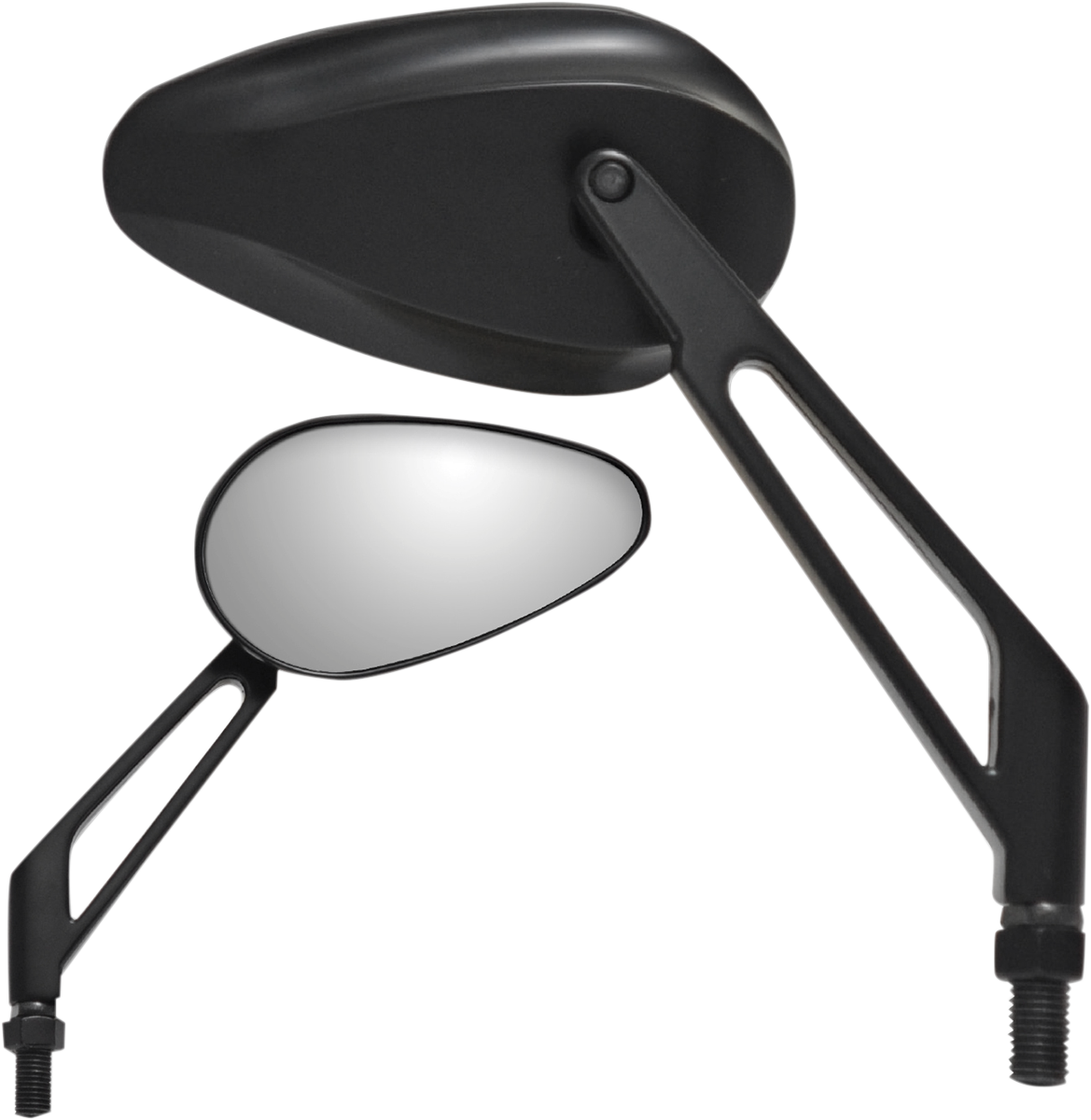 PARTS UNLIMITED Mirror - X-Treme Mini - Side View - Teardrop - Billet - Short - Black - Each 17070