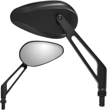 PARTS UNLIMITED Mirror - X-Treme Mini - Side View - Teardrop - Billet - Short - Black - Each 17070
