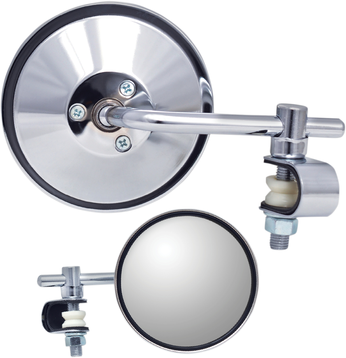 PARTS UNLIMITED Mirror - Side View - Round - Chrome - Short - Each 17075